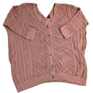 Torrid Button Cardigan Women's Plus 3X Adult Brown Pointelle V Neck Sweater